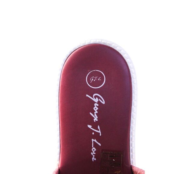 George J. Love Womens Striped Print Frayed Textured Block Heels Pink Size EUR40 - Picture 6 of 7